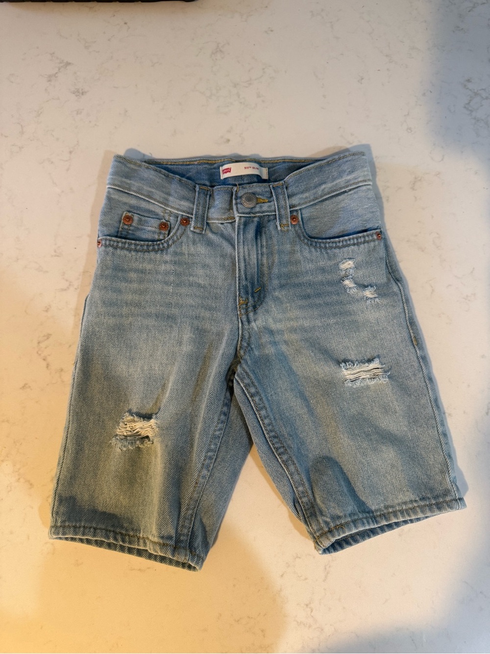 Levi's Light Blue Distressed Kids Denim Shorts